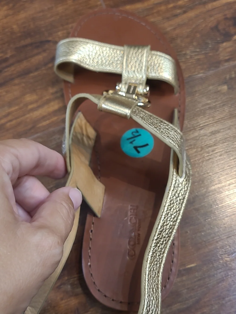 Coach Gold Leather Ankle-Strap Women's Sandals Size 7.5